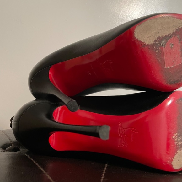 Christian Louboutin Leather Peep Toe Booties - Picture 8 of 14